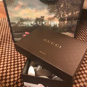GUCCI Gold Meta Studded Leather T-Strap Pumps!!